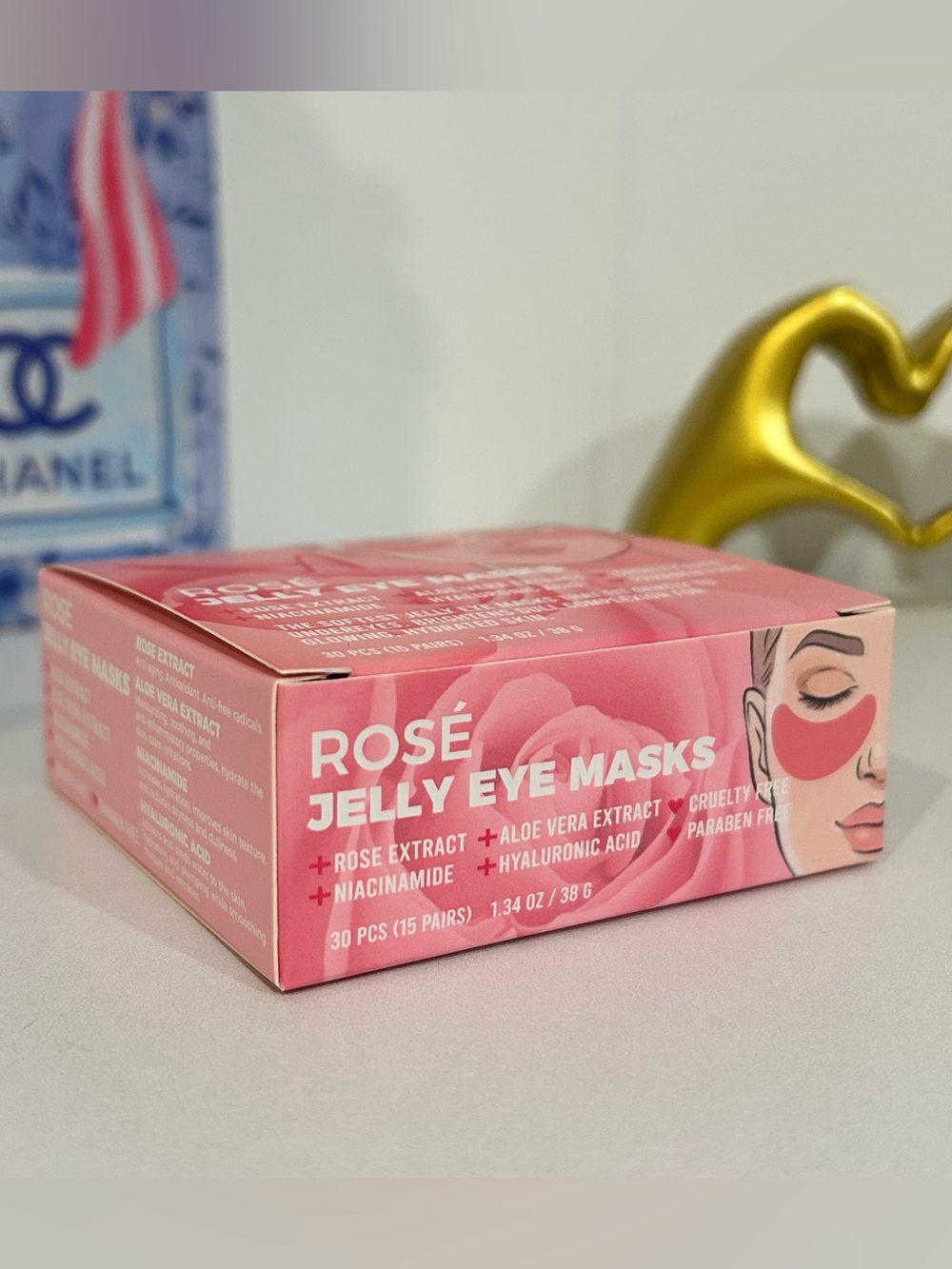 Rosé Jelly Eye Masks - Pink Hydrating Under-Eye Patches - Picture 2 of 3